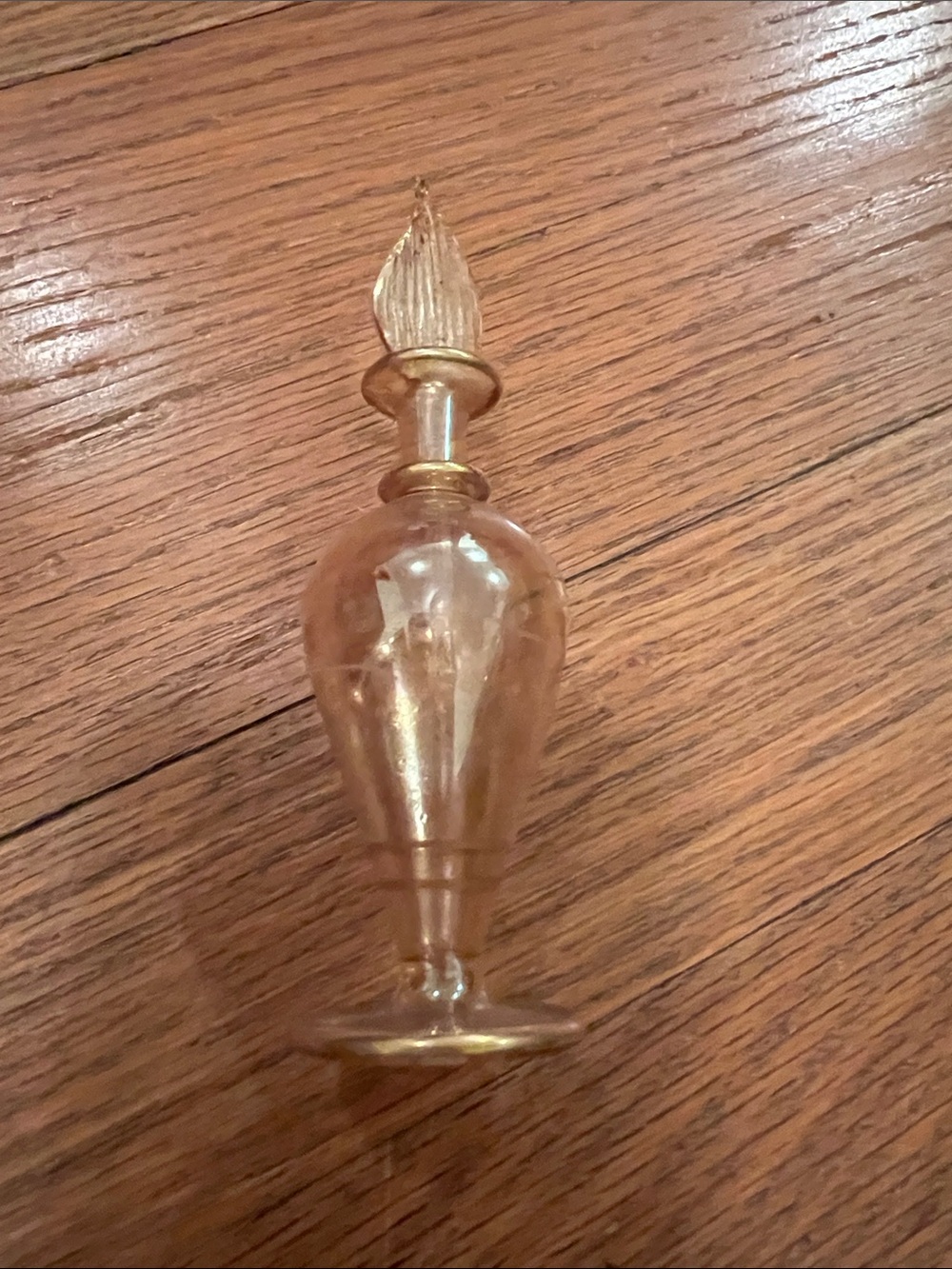 Gold Glass Perfume Bottle with Flame Stopper